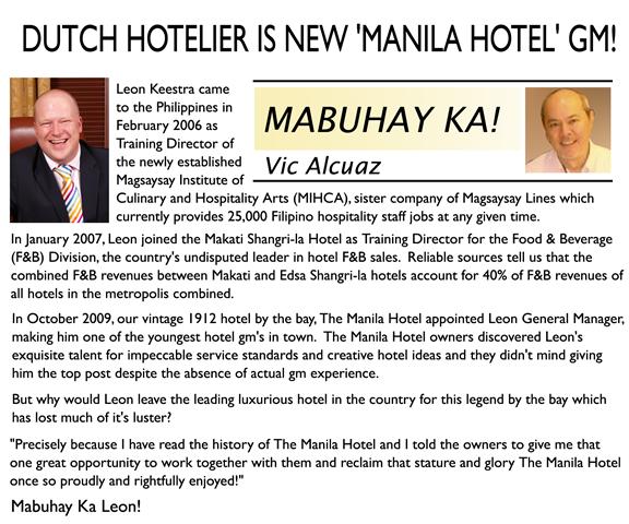 Dutch Hotelier is New 'Manila Hotel' GM!